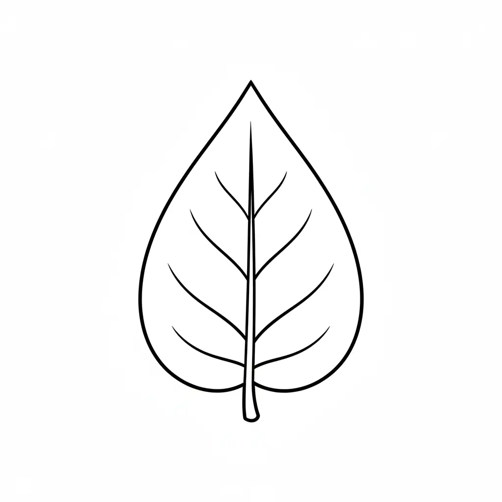 דף צביעה של צורת עלה להדפסה