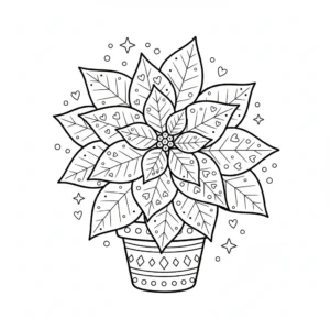 דף צביעה של צמח כוכב חג כריסמס להדפסה