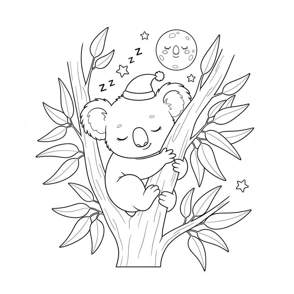 דף צביעה של קואלה ישנה להדפסה