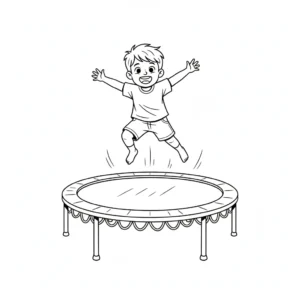 דף צביעה של קפיצה בטרמפולינה להדפסה