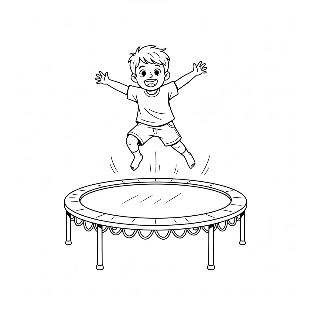 דף צביעה של קפיצה בטרמפולינה להדפסה