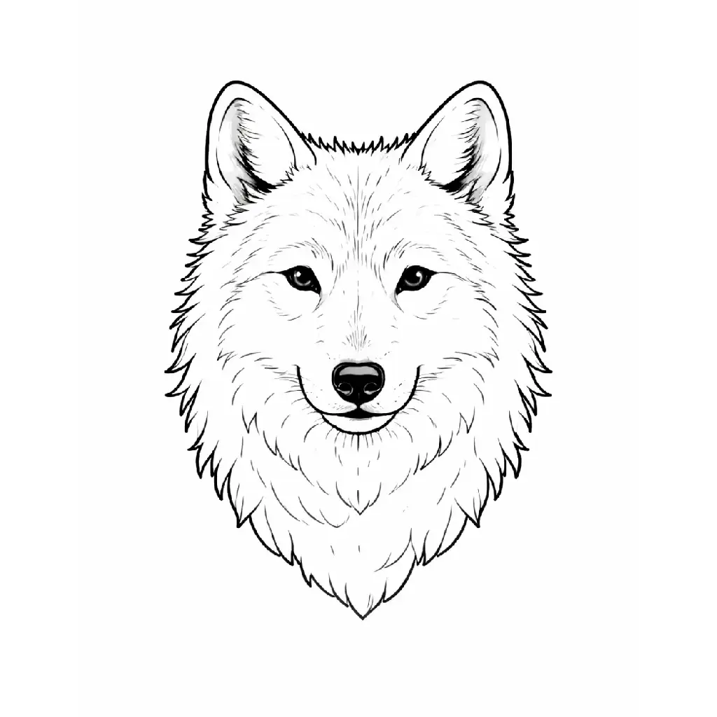 דף צביעה של ראש זאב להדפסה