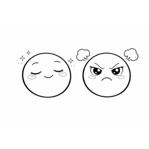 דף צביעה של רגש רגוע ורגש כועס להדפסה