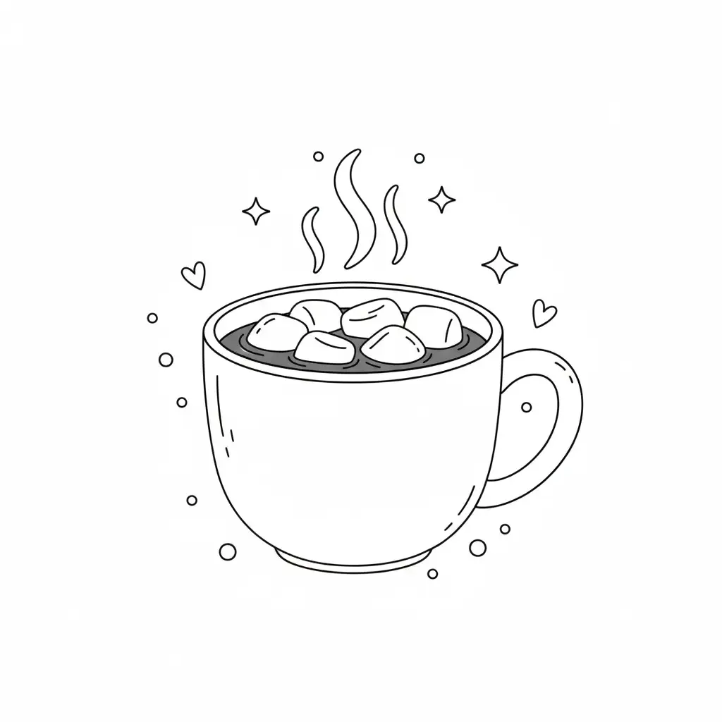 דף צביעה של שוקו חם בכריסמס להדפסה