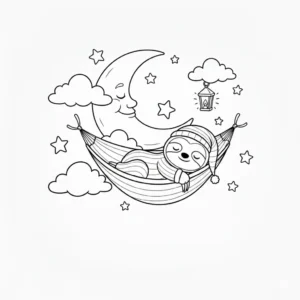 דף צביעה של שינה מתוקה להדפסה