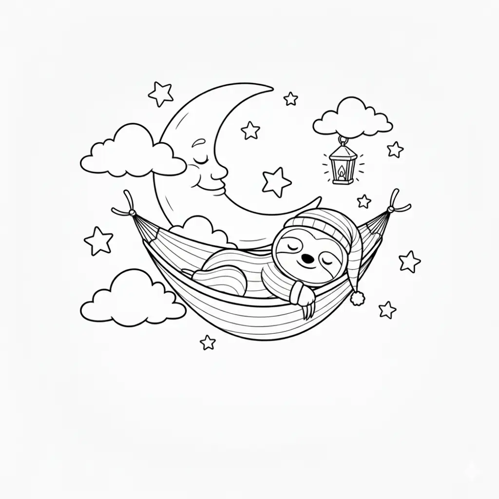 דף צביעה של שינה מתוקה להדפסה
