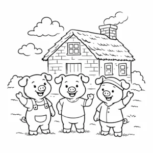 דף צביעה של שלושת החזירים להדפסה