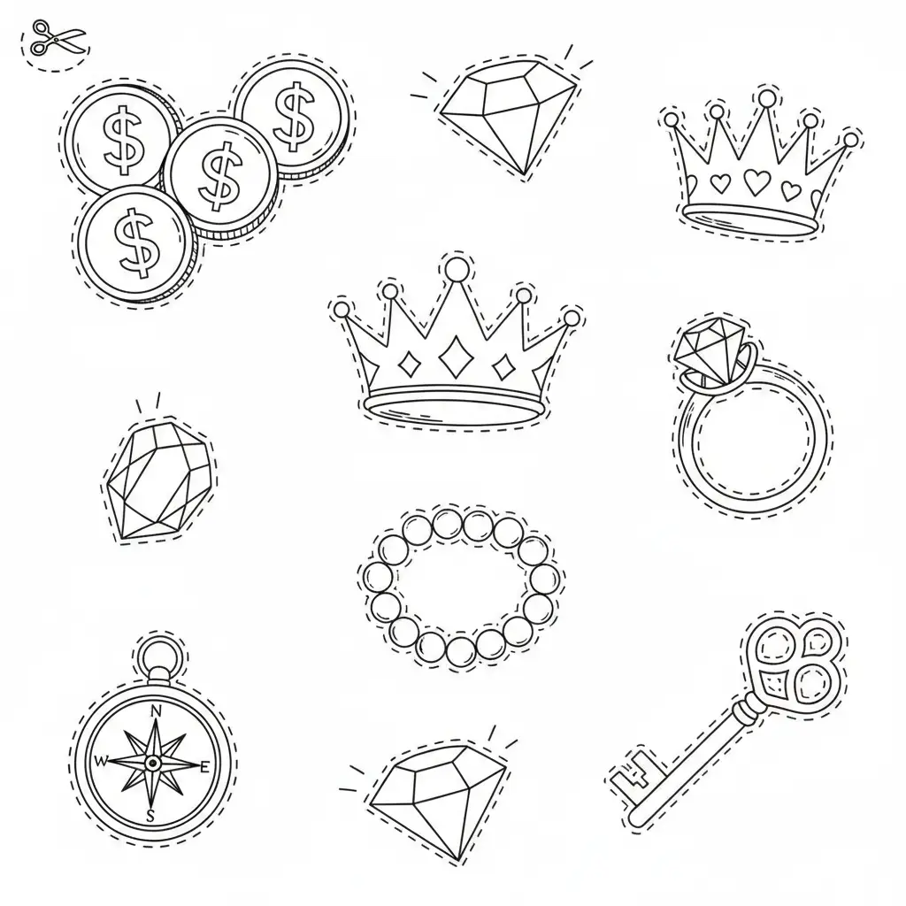 דף יצירה של אוצר לגזירה והדבקה בתיבה להדפסה