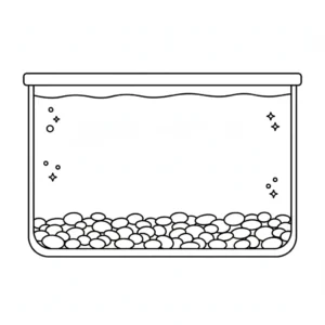 דף יצירה של אקווריום ריק להדבקת דגים להדפסה