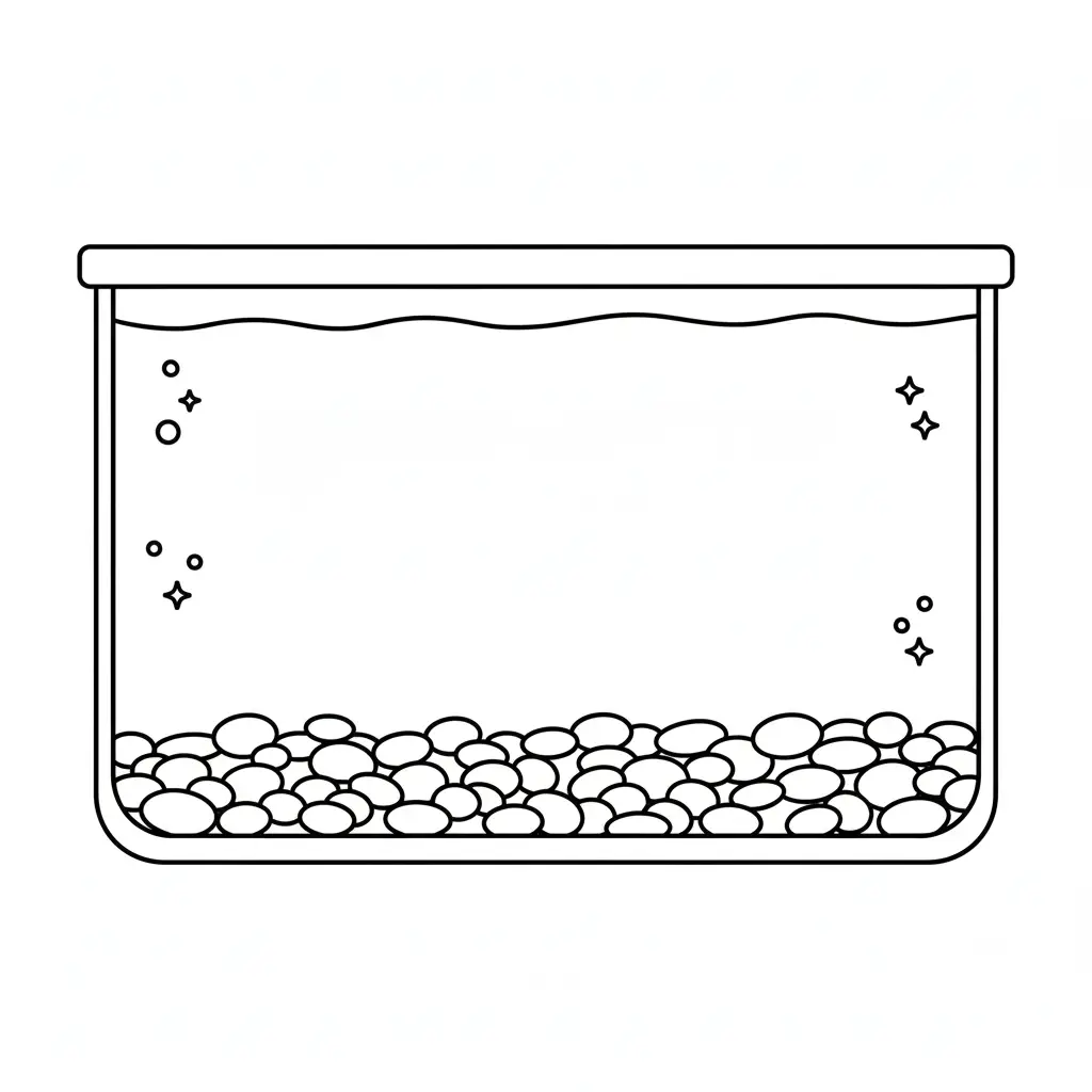 דף יצירה של אקווריום ריק להדבקת דגים להדפסה
