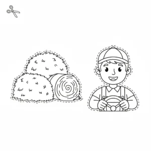 דף יצירה של חקלאות לגזירה והדבקה בטרקטור להדפסה