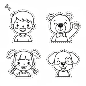 דף יצירה של נוסעים לגזירה והדבקה ברכבת להדפסה