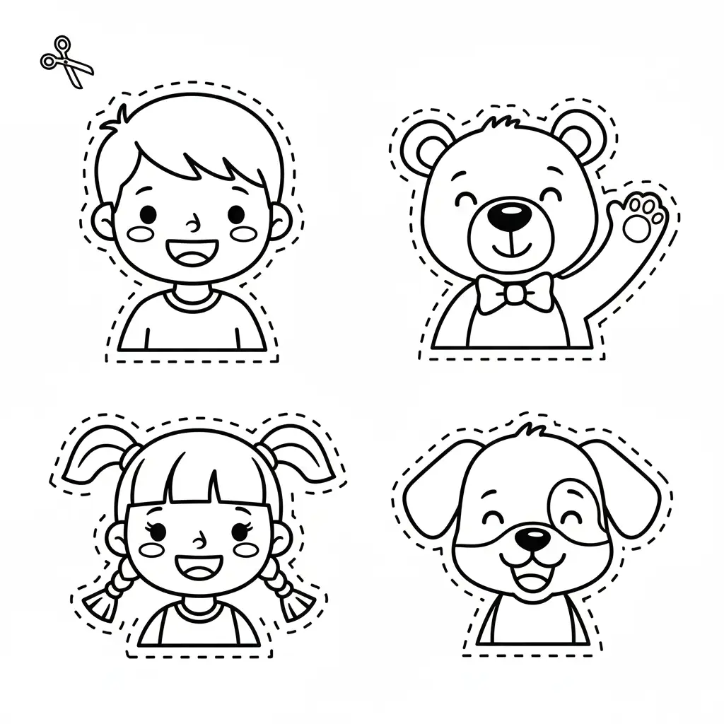 דף יצירה של נוסעים לגזירה והדבקה ברכבת להדפסה