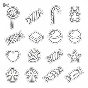 דף יצירה של סוכריות לגזירה והדבקה בצנצנת להדפסה