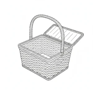 דף יצירה של סל להדבקת מאכלים להדפסה