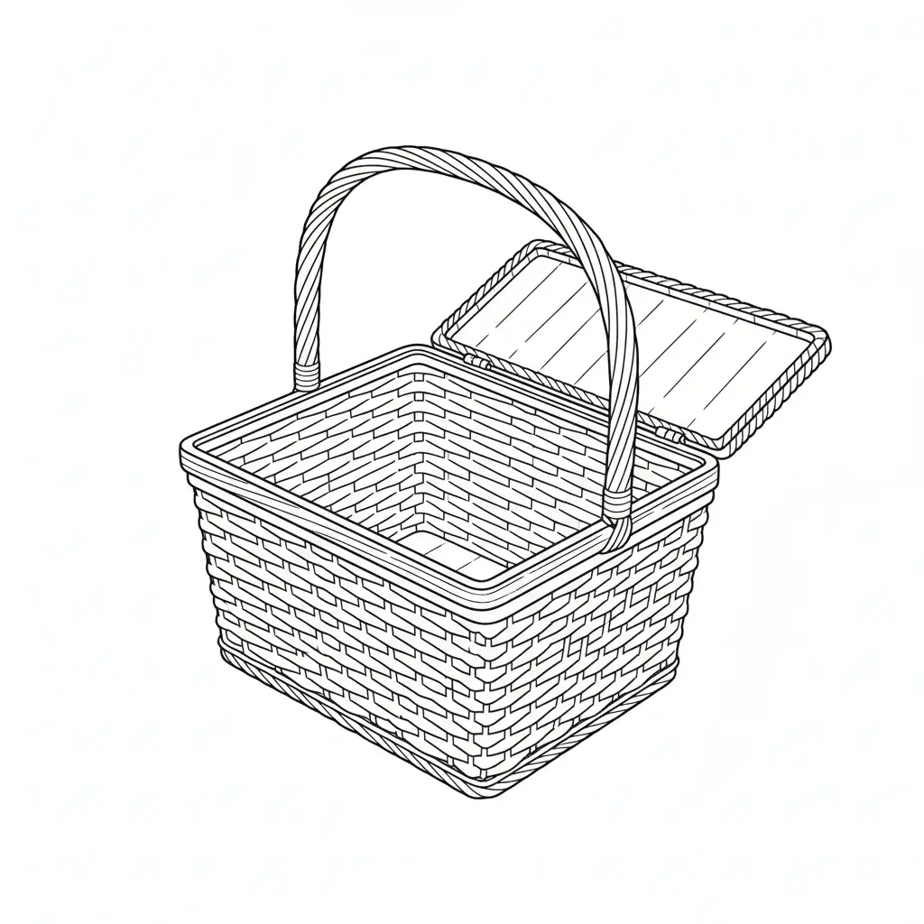 דף יצירה של סל להדבקת מאכלים להדפסה