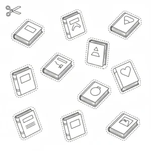 דף יצירה של ספרים לגזירה והדבקה בספריה להדפסה