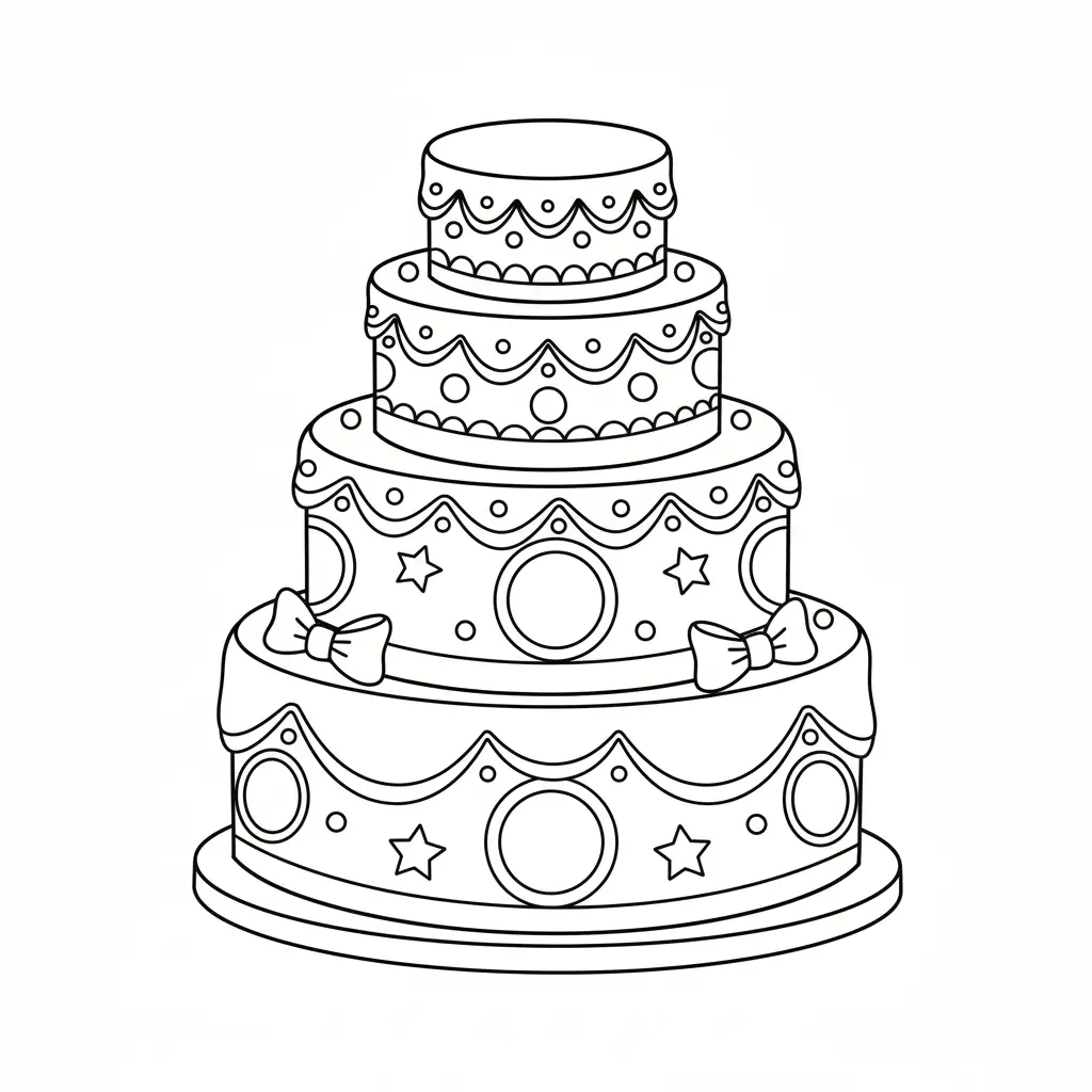 דף יצירה של עוגה להדבקת קישוטים להדפסה