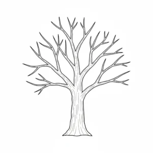 דף יצירה של עץ להדבקה של עלים להדפסה