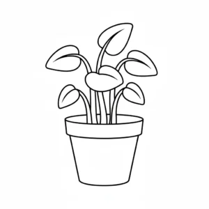 דף יצירה של עציץ להדבקת פרחים להדפסה