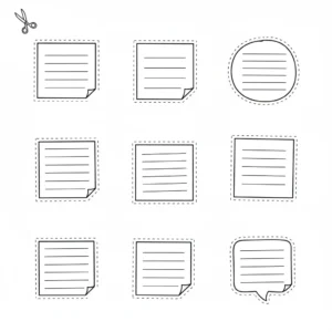 דף יצירה של פתקים לגזירה והדבקה בלוח להדפסה