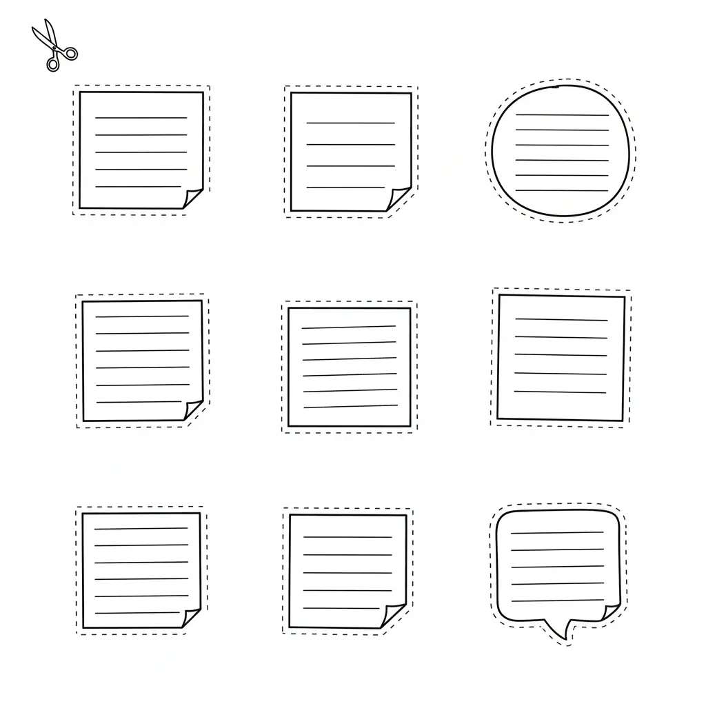 דף יצירה של פתקים לגזירה והדבקה בלוח להדפסה