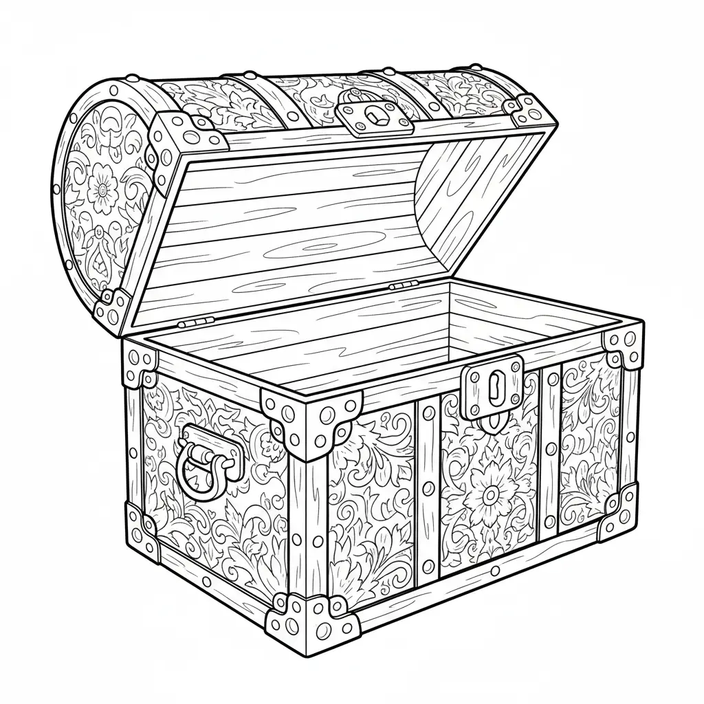דף יצירה של תיבה להדבקת אוצר להדפסה