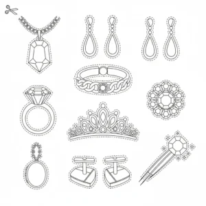 דף יצירה של תכשיטים לגזירה והדבקה בקופסה להדפסה