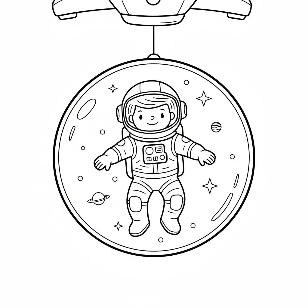 דף צביעה של אסטרונאוט בבועה להדפסה