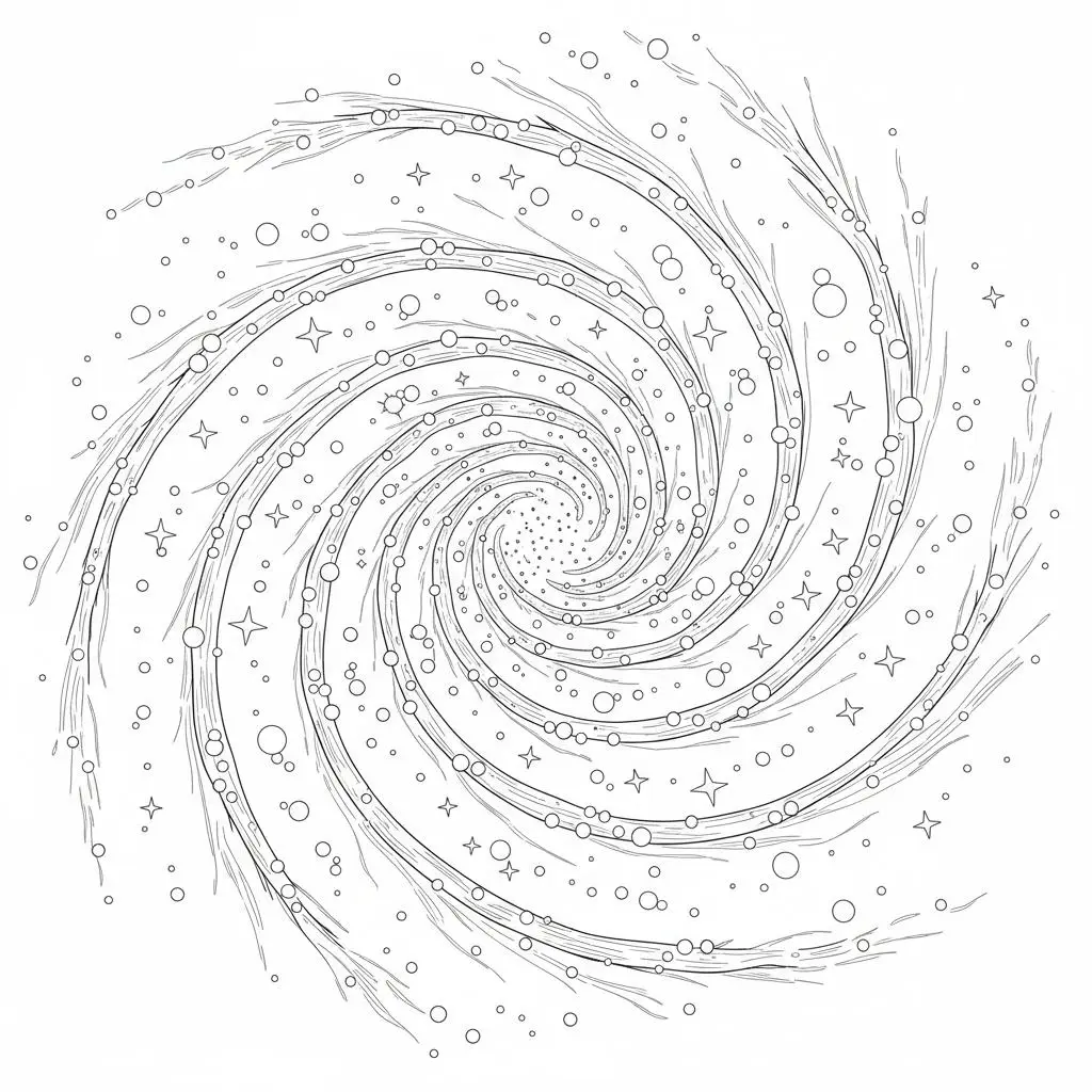 דף צביעה של גלקסיה ספירלית להדפסה