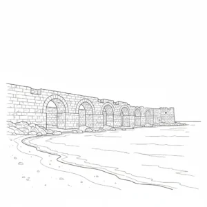 דף צביעה של המצודה בקיסריה להדפסה