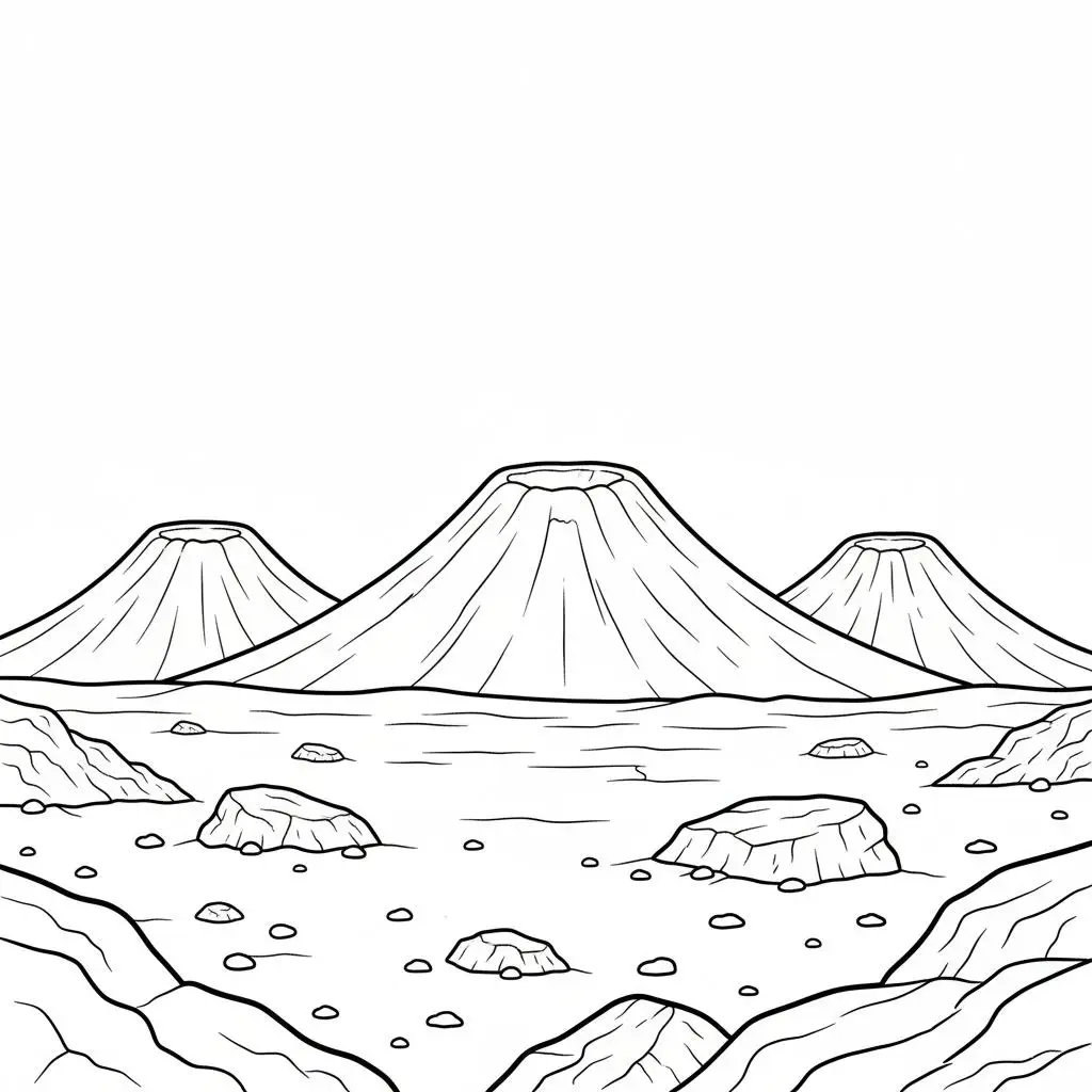 דף צביעה של הרי געש בכוכב מאדים להדפסה