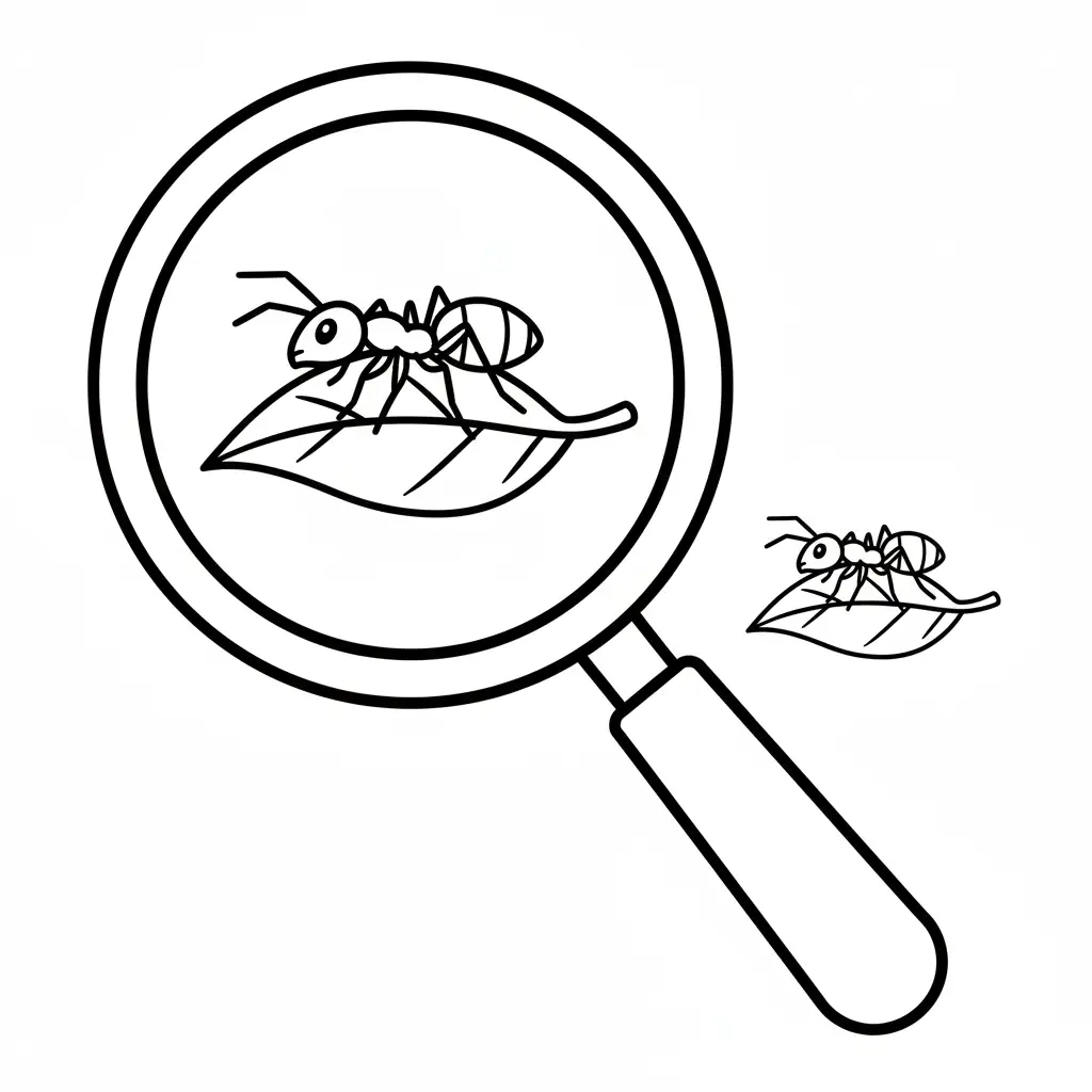 דף צביעה של זכוכית מגדלת להדפסה