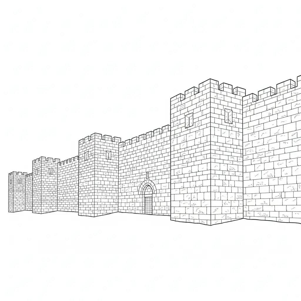 דף צביעה של חומות ירושלים להדפסה