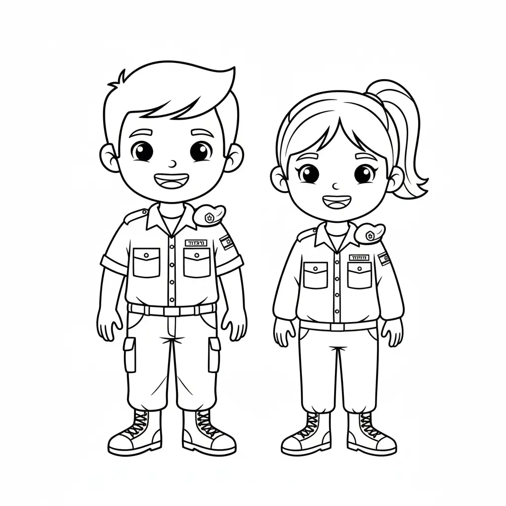 דף צביעה של חייל וחיילת להדפסה