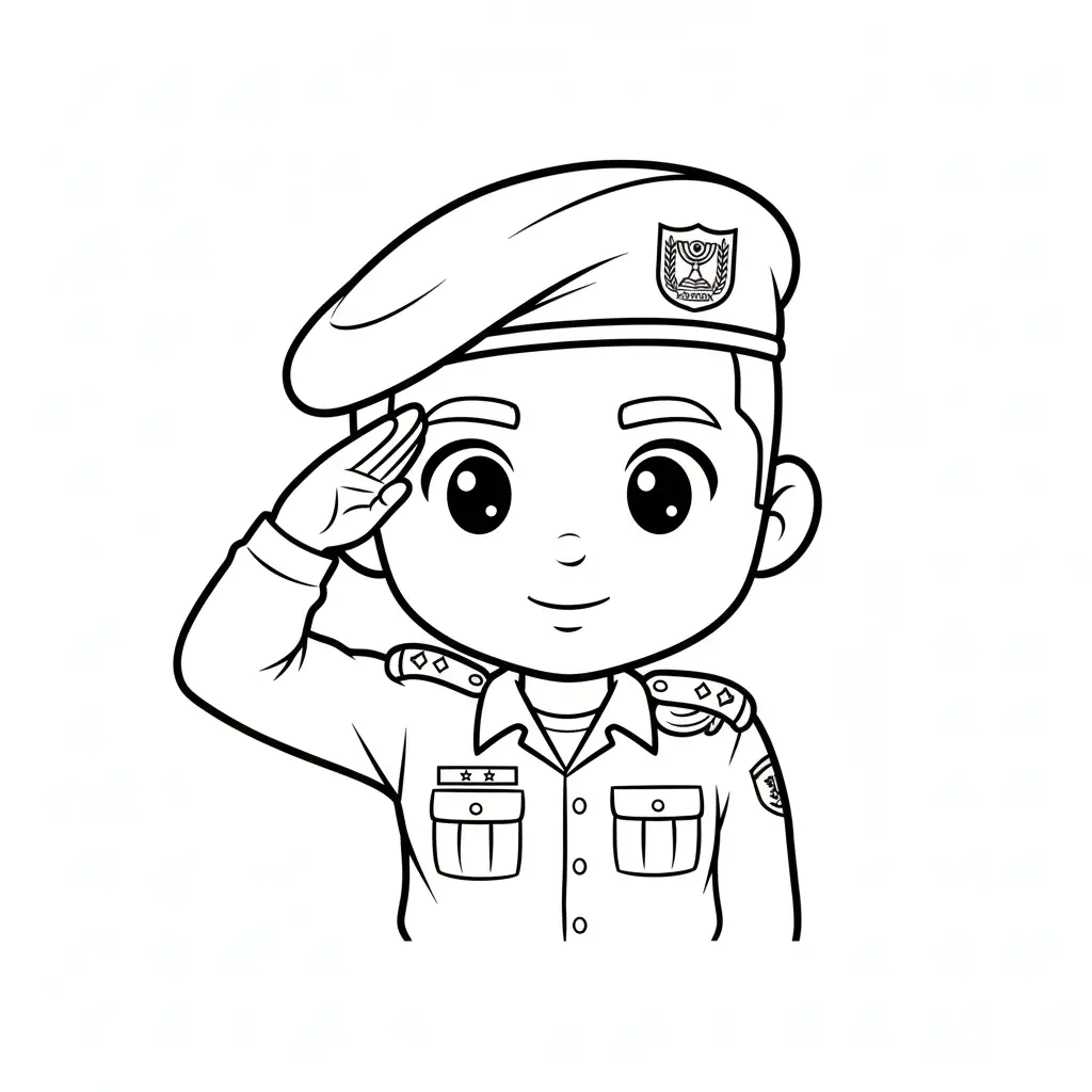 דף צביעה של חייל מצדיע להדפסה