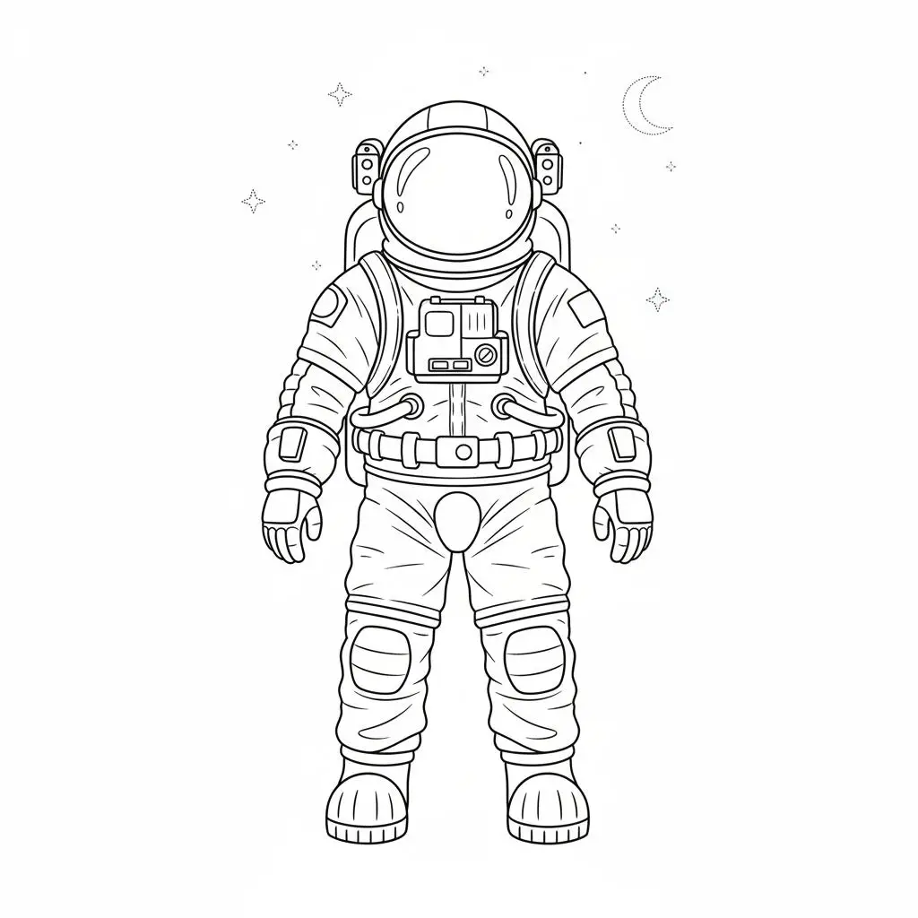 דף צביעה של חליפת חלל להדפסה