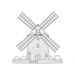 דף צביעה של טחנת הרוח של מונטיפיורי להדפסה