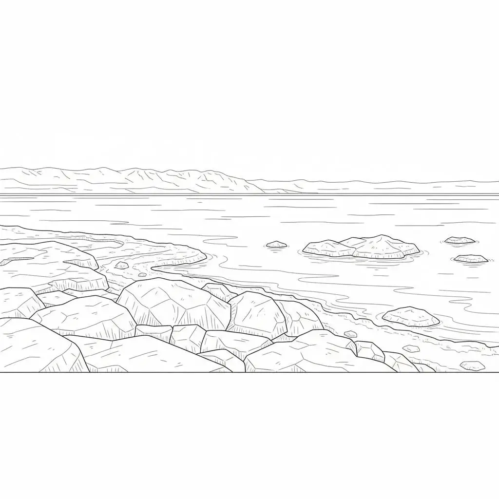 דף צביעה של ים המלח וגבישי מלח להדפסה