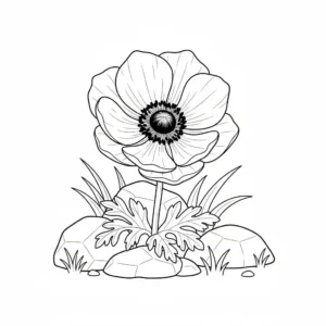 דף צביעה של כלנית ישראלית להדפסה