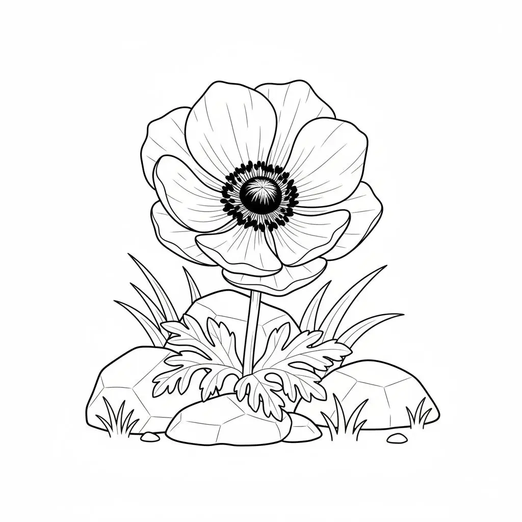 דף צביעה של כלנית ישראלית להדפסה