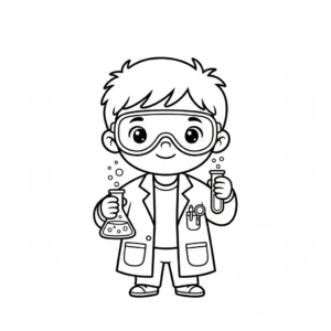 דף צביעה של מדען קטן להדפסה