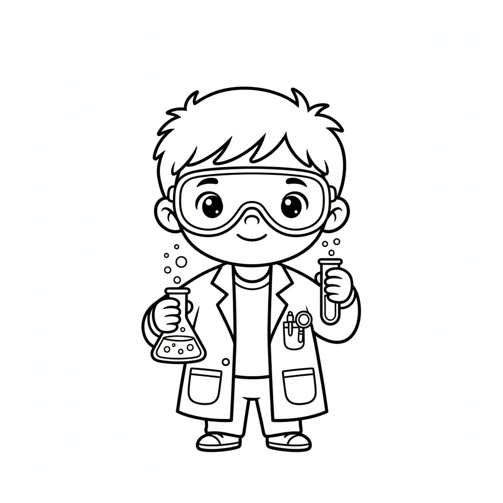 דף צביעה של מדען קטן להדפסה
