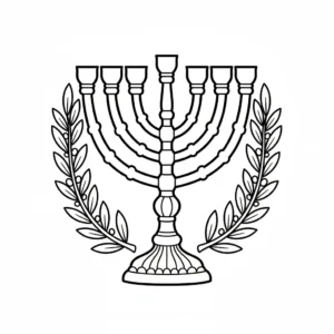 דף צביעה של מנורת שבעת הקנים להדפסה