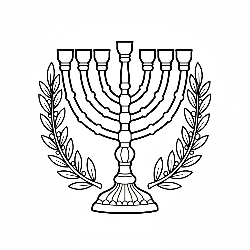 דף צביעה של מנורת שבעת הקנים להדפסה