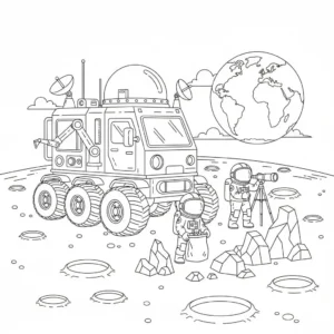 דף צביעה של מעבדה על הירח להדפסה