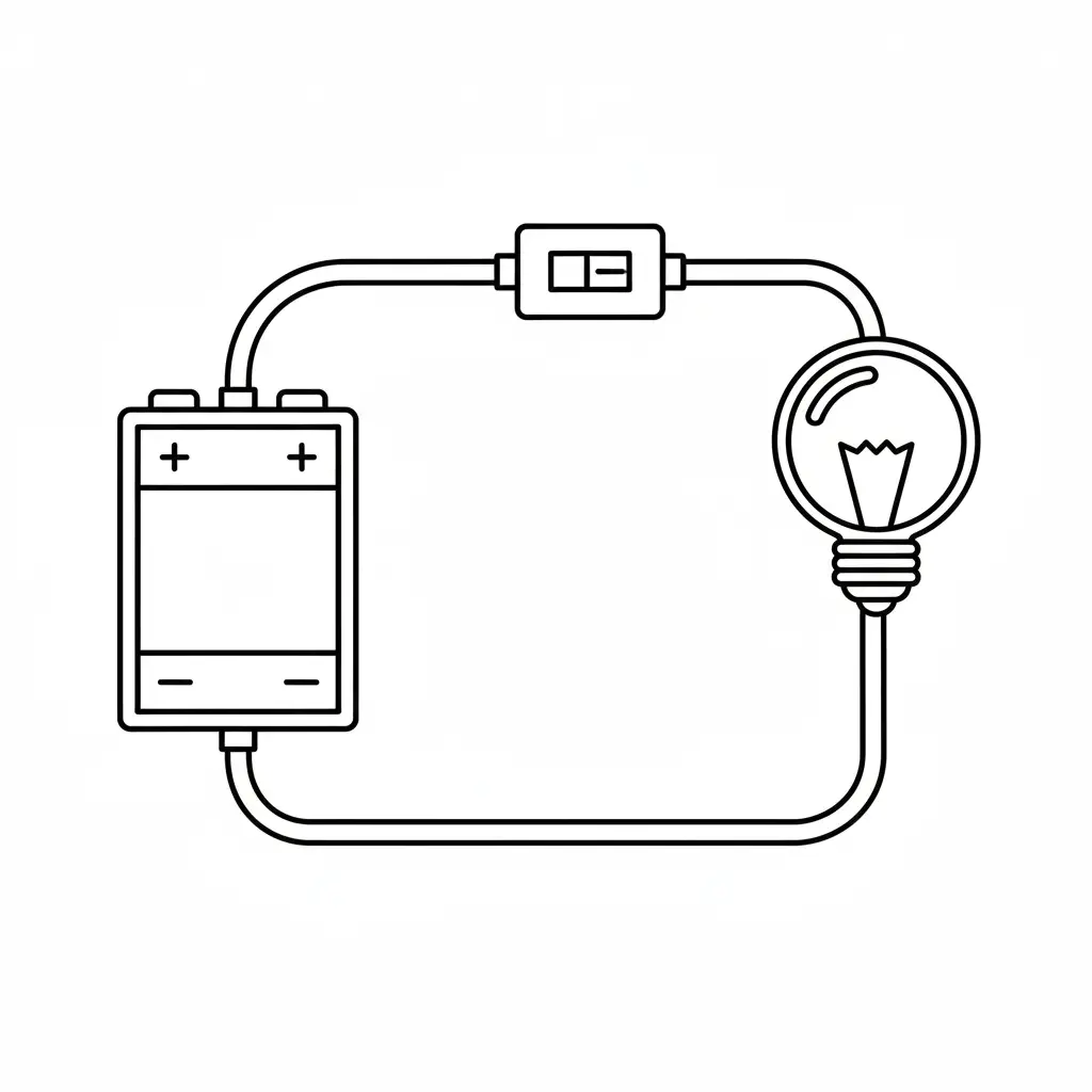 דף צביעה של מעגל חשמלי פשוט להדפסה