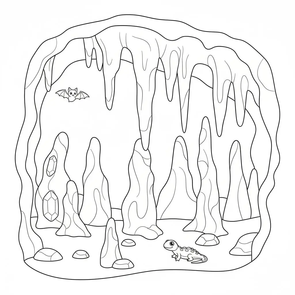 דף צביעה של מערת נטיפים בישראל להדפסה