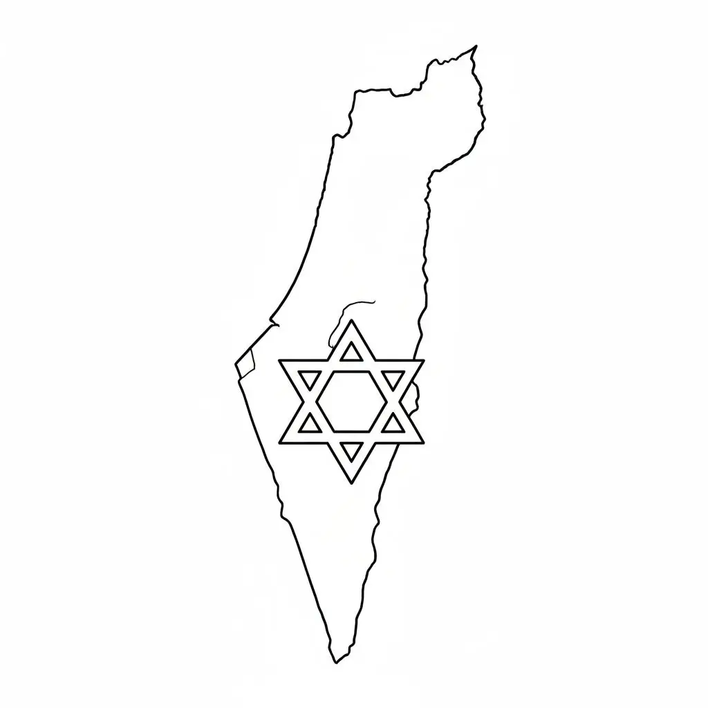 דף צביעה של מפת מדינת ישראל להדפסה