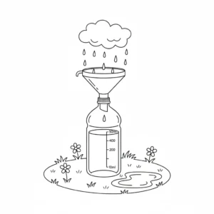 דף צביעה של ניסוי איסוף מי גשמים להדפסה